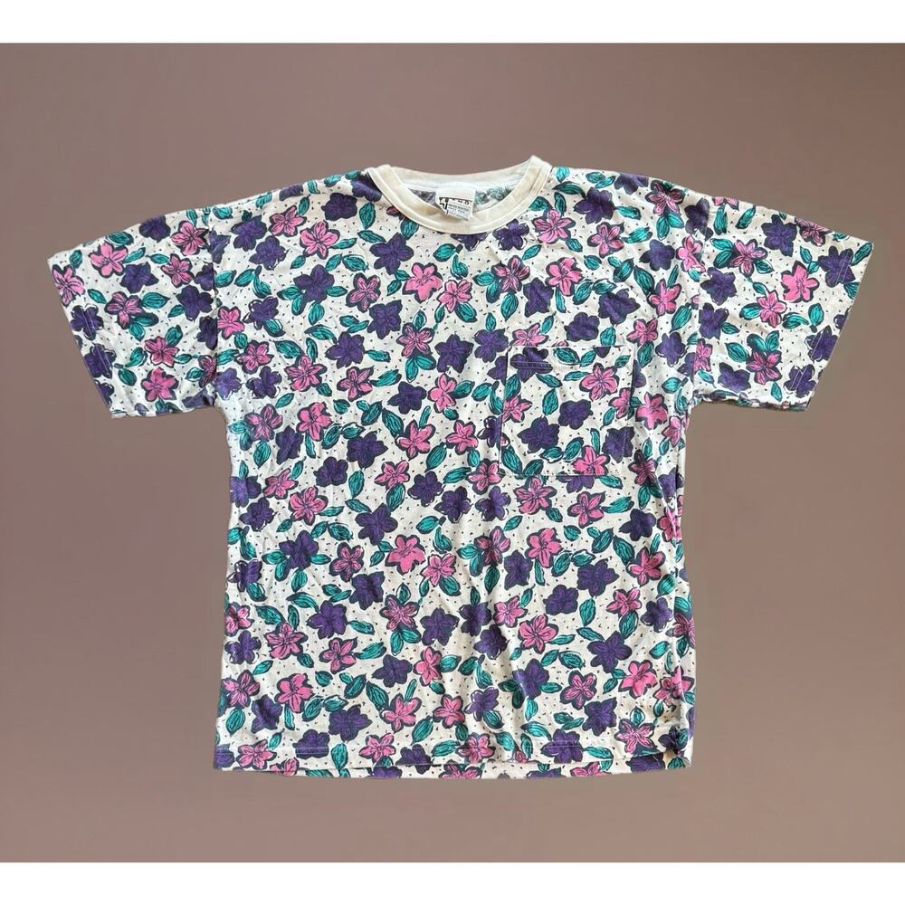 1980s Vintage Basic Editions Women’s Floral Shirt Grunge All Over Print Y2K Vibe